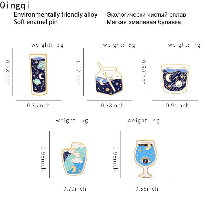 Ghim Cài Áo Miss Zoe Hình Đại Dương / Mặt Trăng / Sao Biển / Hành Tinh / Mặt Trăng / Sóng Biển Hoạt Hình Thiết Kế Tráng Men