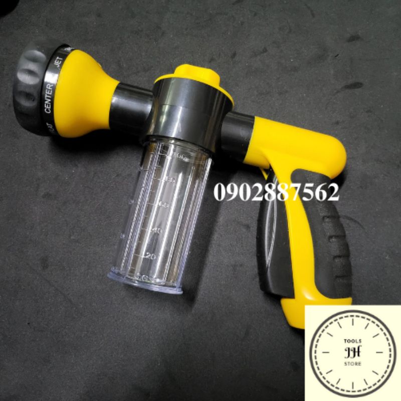 súng vòi xịt rửa nước đa năng có bình bọt tuyết rửa cho xe máy