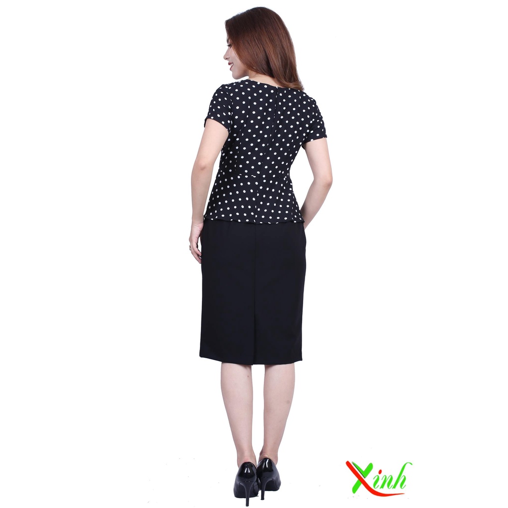 Đầm peplum chấm bi gọn dáng DL467 ThoiTrangXinh