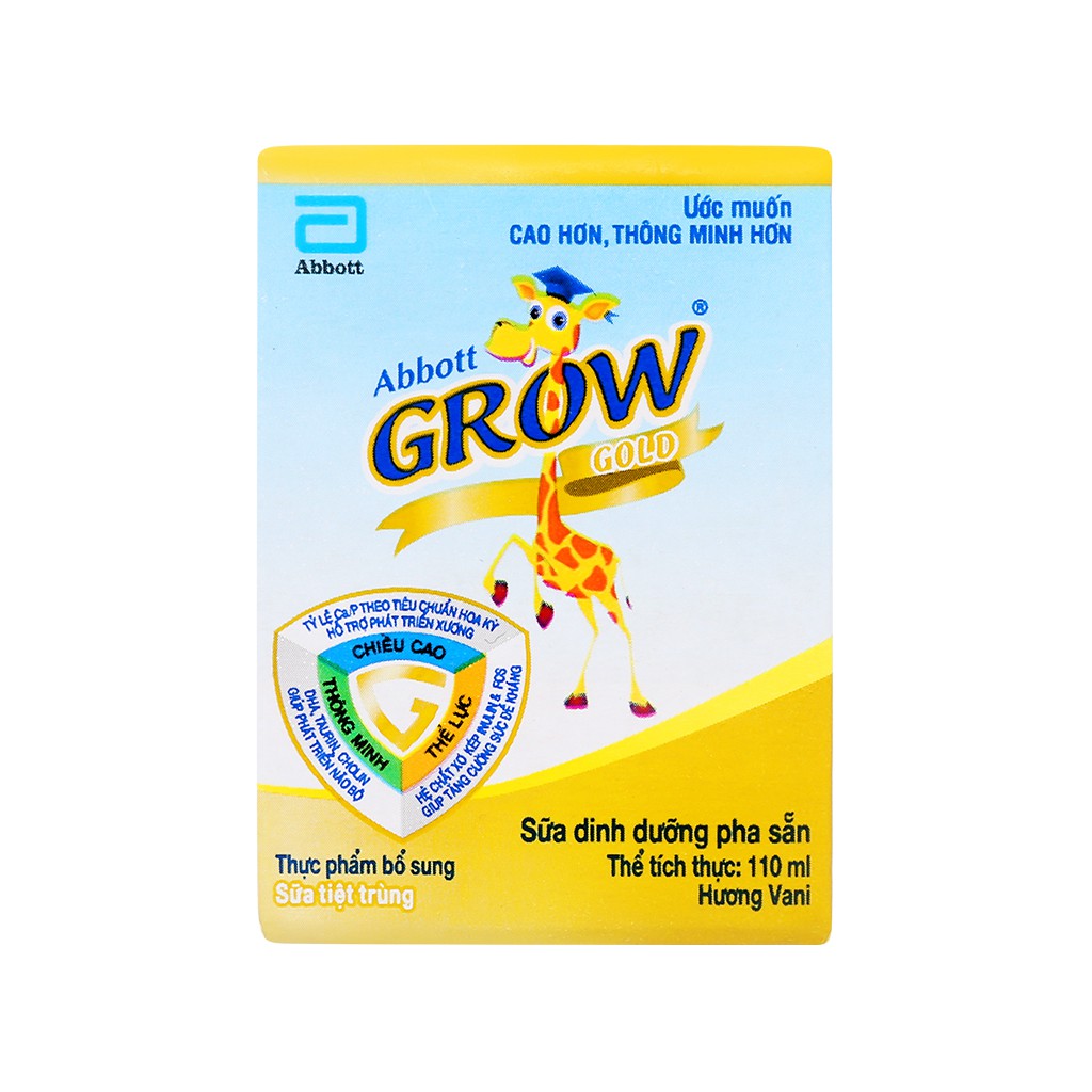 THÙNG 48 HỘP SỮA NƯỚC ABBOTT GROW GOLD HƯƠNG VANI 110ML
