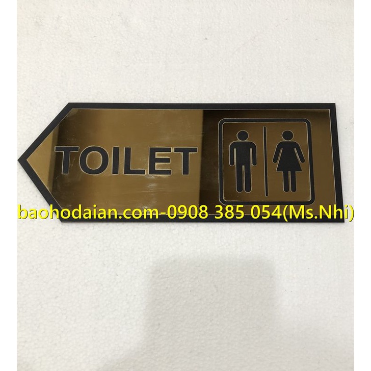 Biển chỉ dẫn nhà vệ sinh toilet chất liệu inox in uv sang trọng KT10x25cm