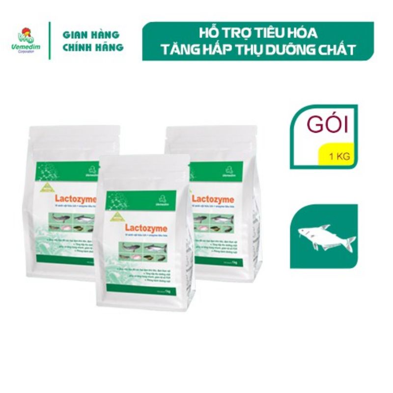 Vemedim Lactozyme cá, hỗn hợp dạng bột chứa vi sinh vật hữu ích và enzyme tiêu hóa cho cá, gói 1kg