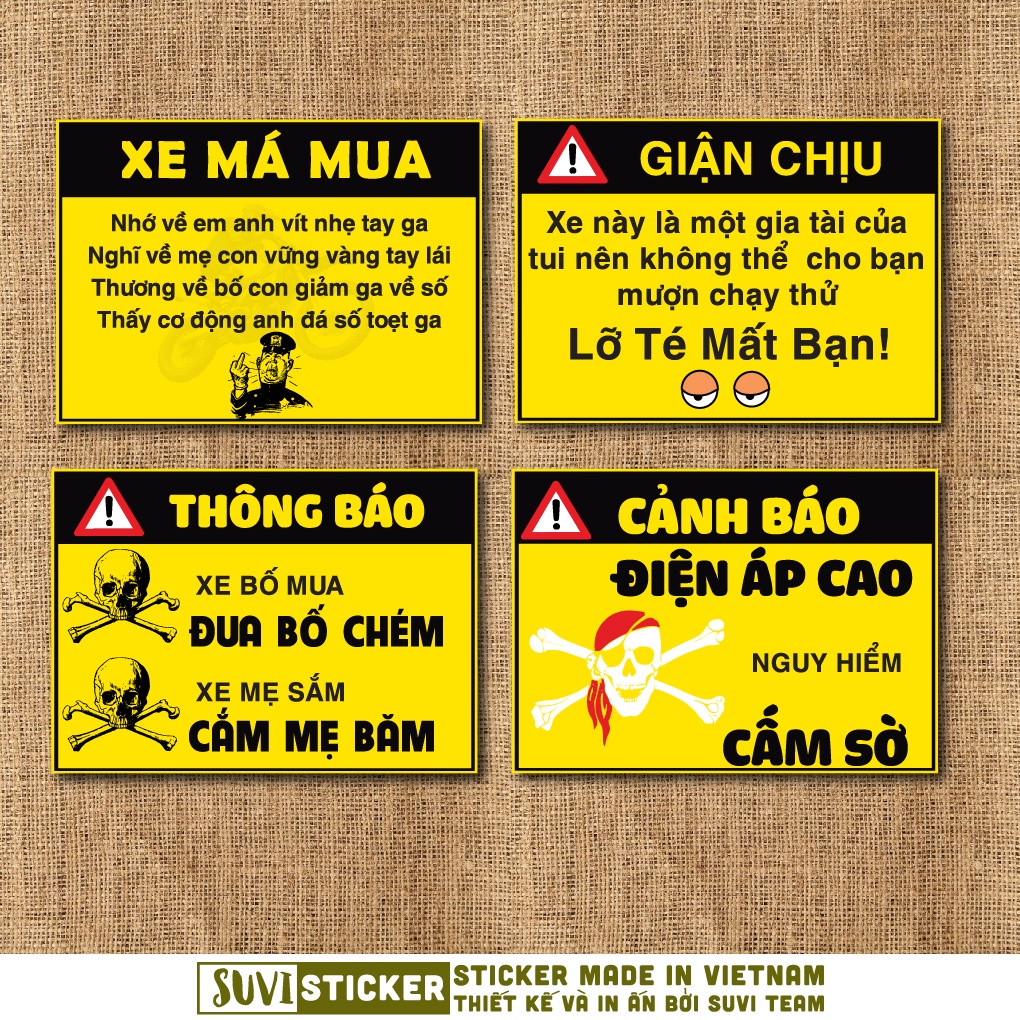 Bộ 12 tem dán xe máy chống nước