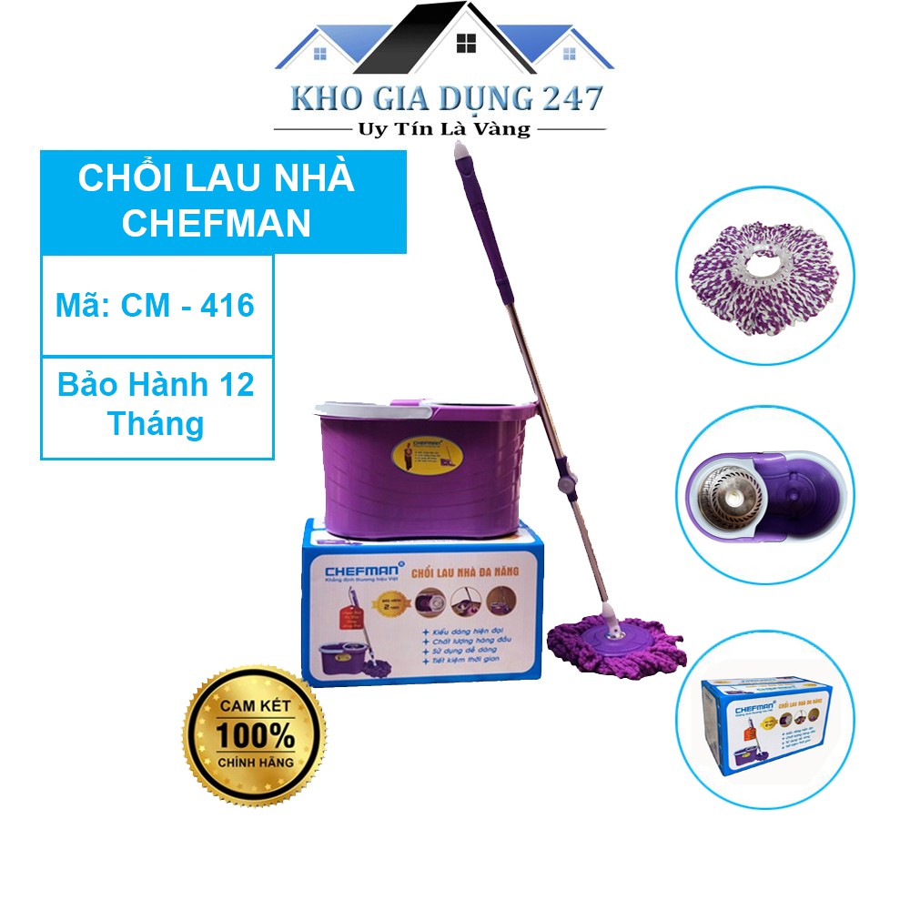 Chổi Lau Nhà Chefman CM - 416V Bảo Hành 12 Tháng, Hàng Chính Hãng CHEFMAN