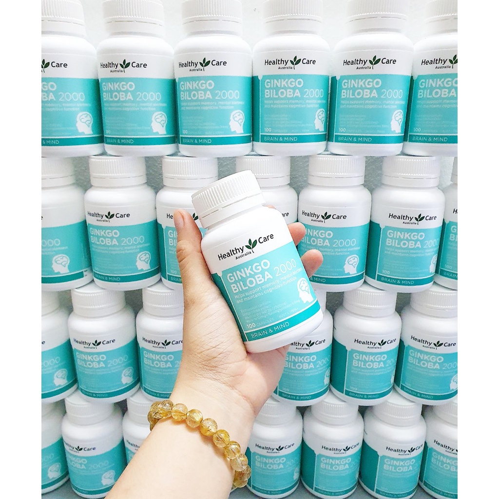 Viên uống bổ não Ginkgo Biloba 2000 hãng Healthy Care chai 100 viên capsules từ úc