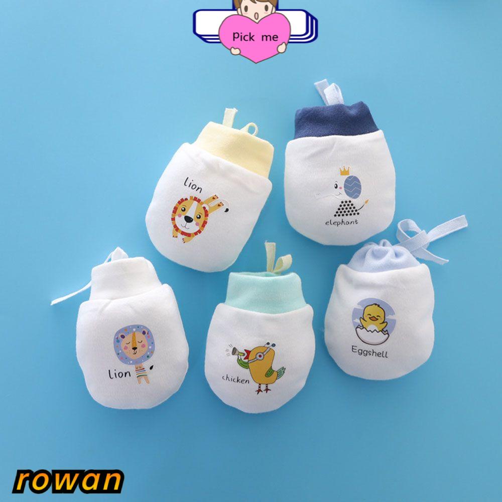 Găng tay cotton nguyên chất chống trầy xước họa tiết hoạt hình có dây rút cho bé sơ sinh