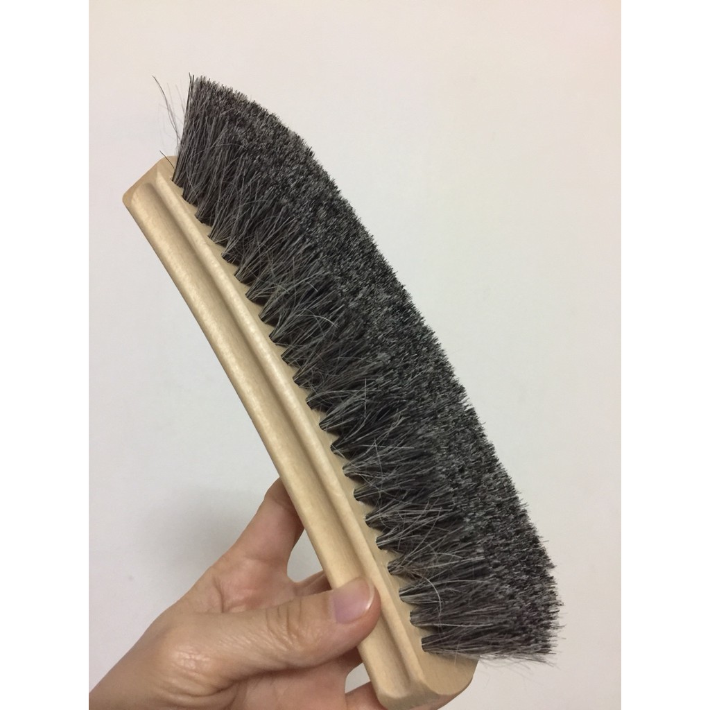 Bàn chải đánh giày lông bờm ngựa cao cấp mềm dài 20,5cm | Bàn chải lông ngựa đánh giày