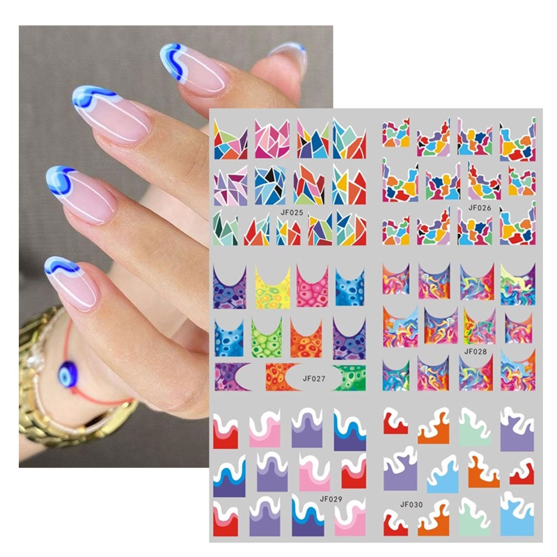 1 Tờ Miếng Dán Trang Trí Móng Tay Hình Hoa / Trái Tim / Gợn Sóng