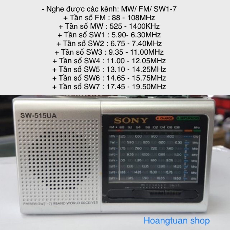 [Mã ELHACE giảm 4% đơn 300K] Radio sony sw-515UA pin sạc đọc thẻ usb.