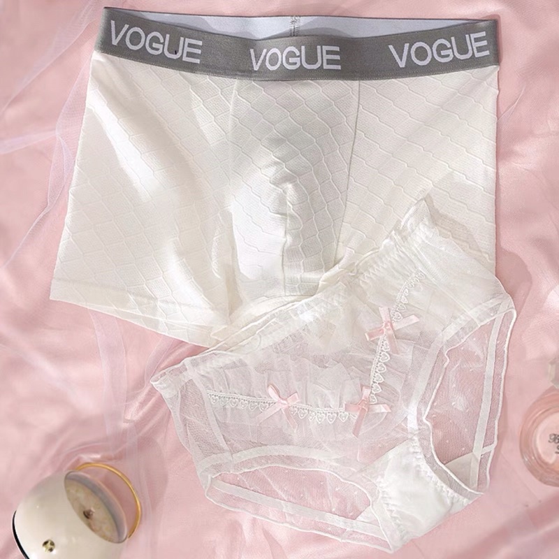 Quần lót cặp nam và nữ dễ thương chất ren cotton thoáng mát