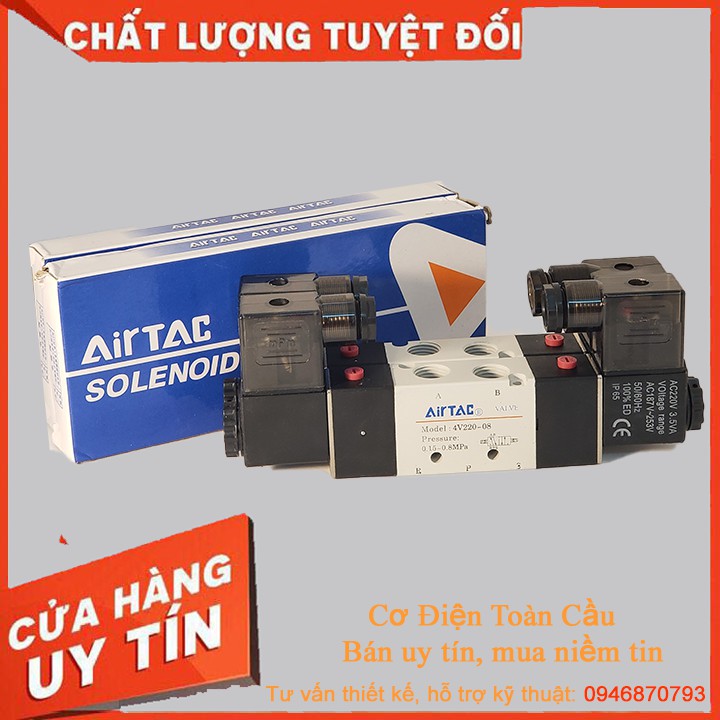 Van Điện Từ Airtac 4V220-08, van chia khí airtac