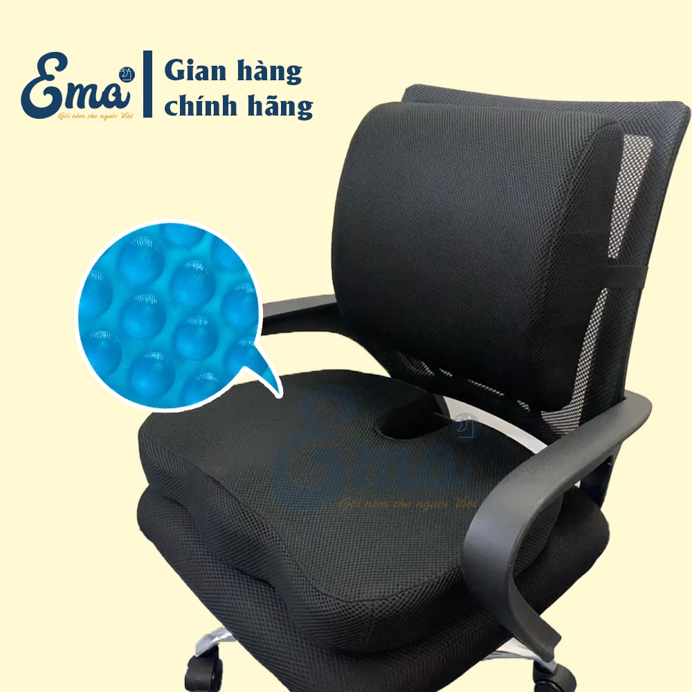 Bộ gối tựa lưng không gel &amp; đệm chống đau xương cụt SP13 EMA