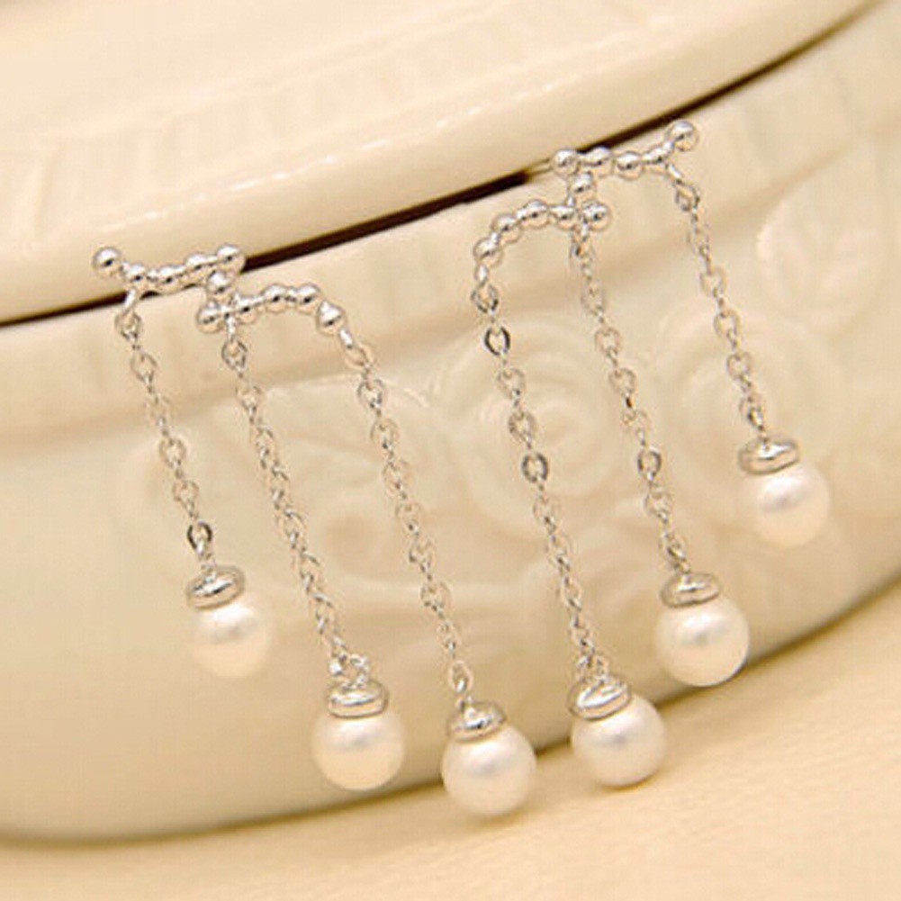 Đôi khuyên tai phong cách Hàn Quốc thời trang đính ngọc trai giả đẹp mắt cho nữ