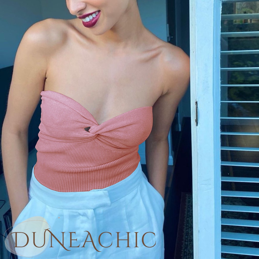 DUNEA Áo ống màu đơn giản quyến rũ cho nữ