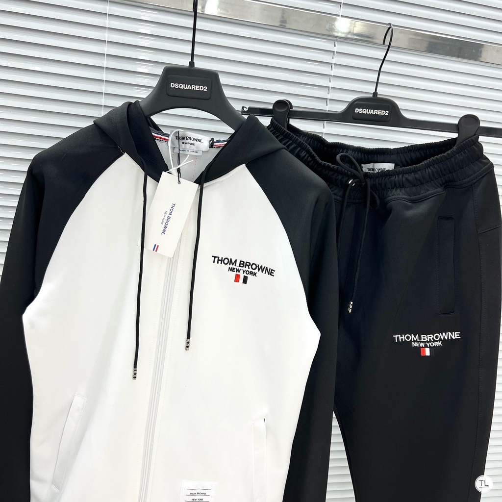 Đồ Bộ Nam Thu Đông THOMBROWNE Phong Cách Thể Thao 3 Màu Trắng Đen Xám