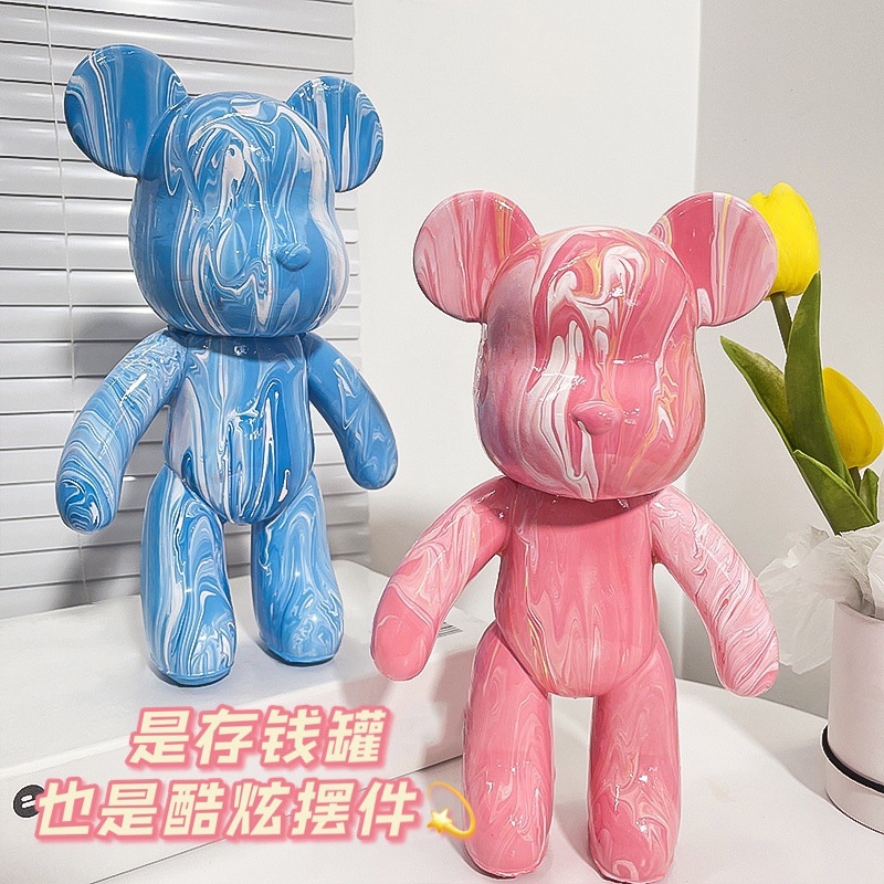 Set Gấu bearbrick tự đổ màu trang trí decor cao 23 cm