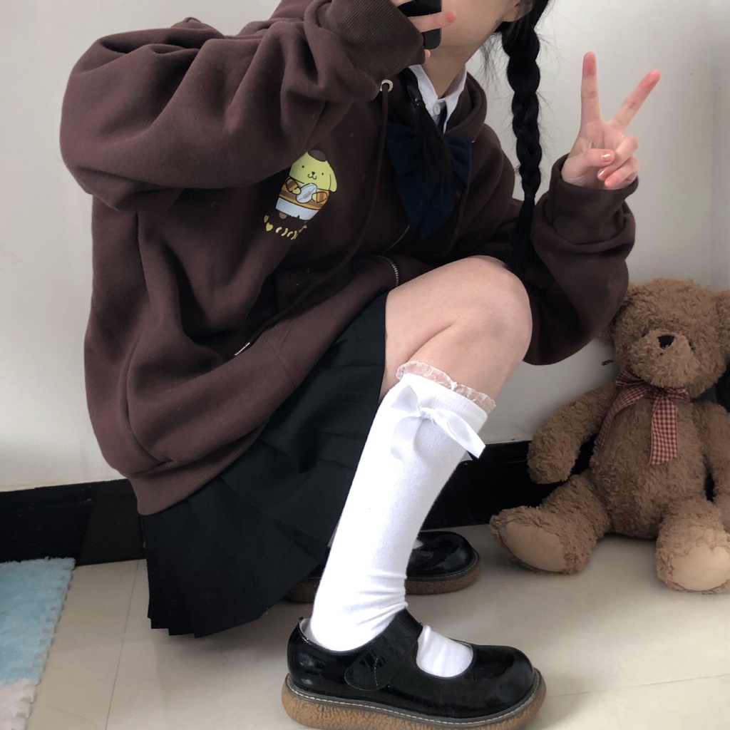 My Melody Kawaii Kuromi Cinnamoroll Sanrio for Girls, Nhật Bản Hoodie Thời trang dạo phố Harajuku Dài tay Hoodie Nữ Dây kéo Cardigan