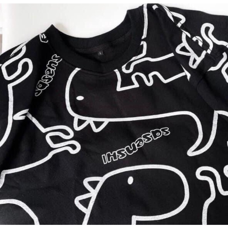 Áo nỉ sweater khủng long unisex mặc thu đông dày dặn cho nam và nữ màu trắng, xanh, đen | BigBuy360 - bigbuy360.vn