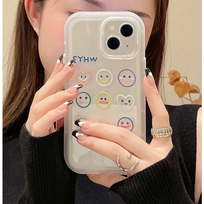 Ốp Điện Thoại Trong Suốt Họa Tiết Mặt Cười Dễ Thương Dành Cho IPhone 12 13 11 Pro Max X Xs Max Xr 7 8 Plus