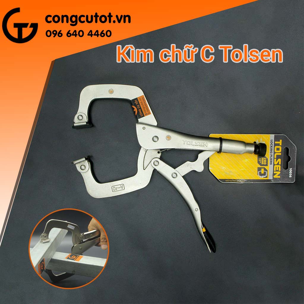 Kìm bấm  chữ C có kẹp Tolsen 10056 11inch