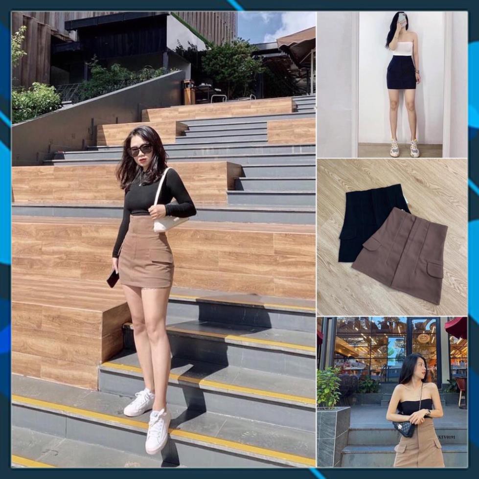 CHÂN VÁY CẠP CAO TÚI SƯỜN (CHÂN VÁY TÚI NẮP VUÔNG BÊN HÔNG) THỜI TRANG BANAMO VÁY TÚI VUÔNG 5328 | BigBuy360 - bigbuy360.vn