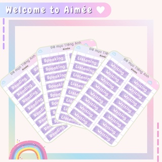 Set 4 Tấm Sticker Đề Mục Tiếng Anh Purple Version | Aimée