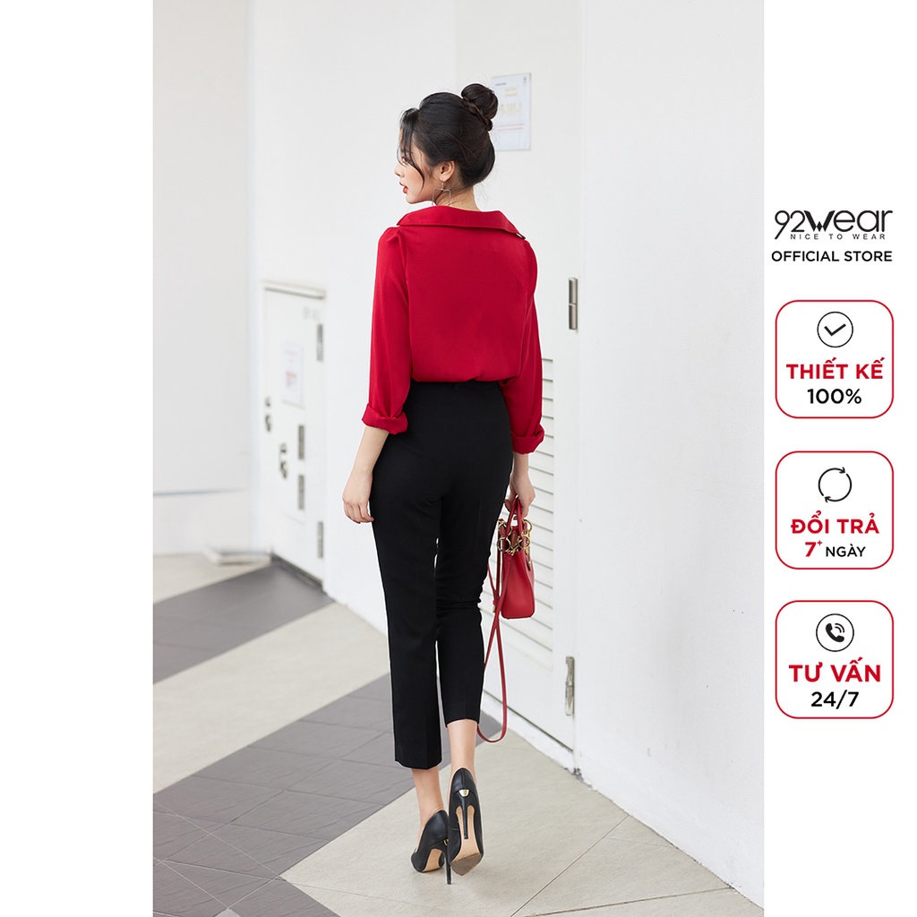 Quần tây nữ công sở 92WEAR ống bó kiểu dáng đơn giản, thanh lịch QOA1698