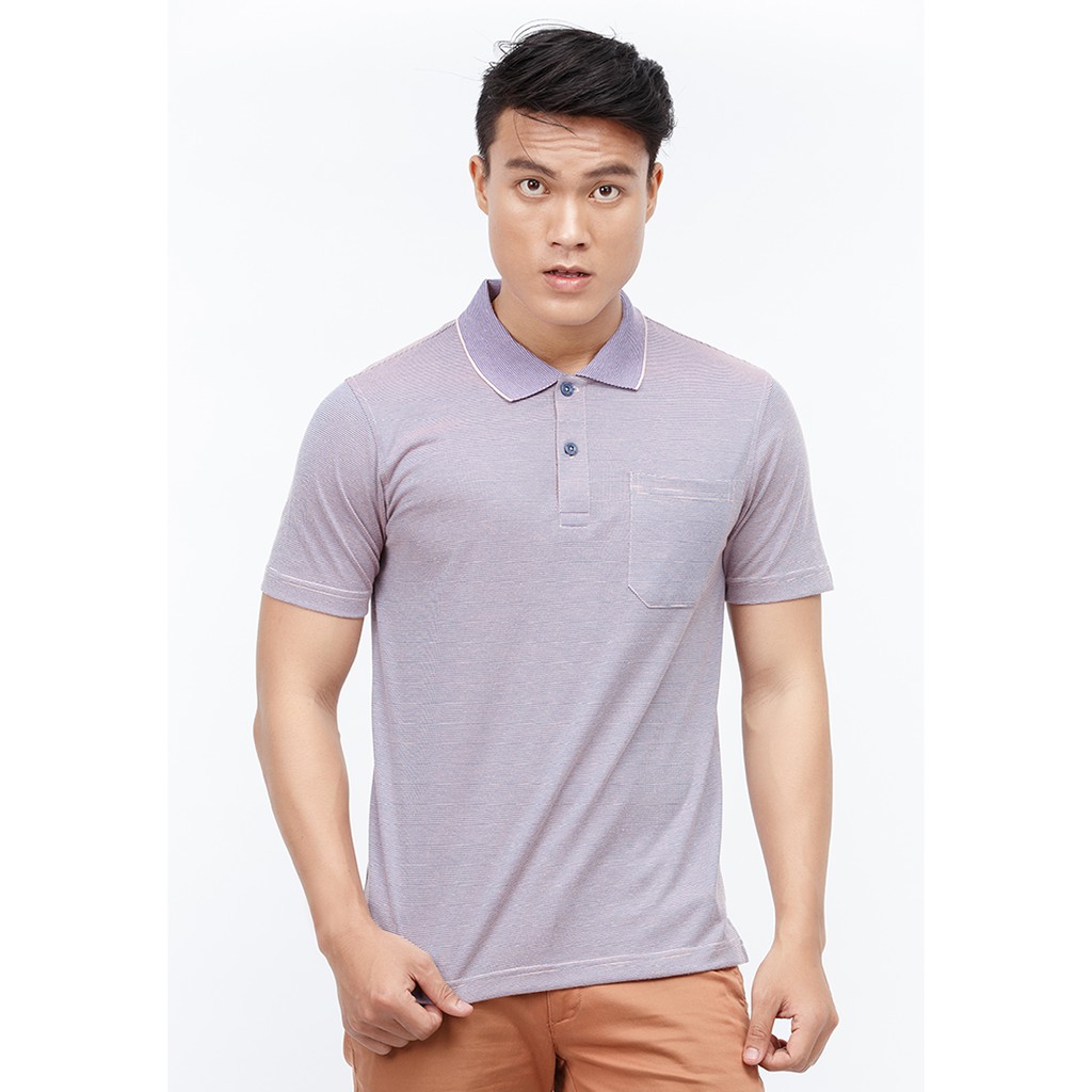 Áo polo Novelty sọc nhuyễn màu tím hoa cà NATMSNNT3C170133N