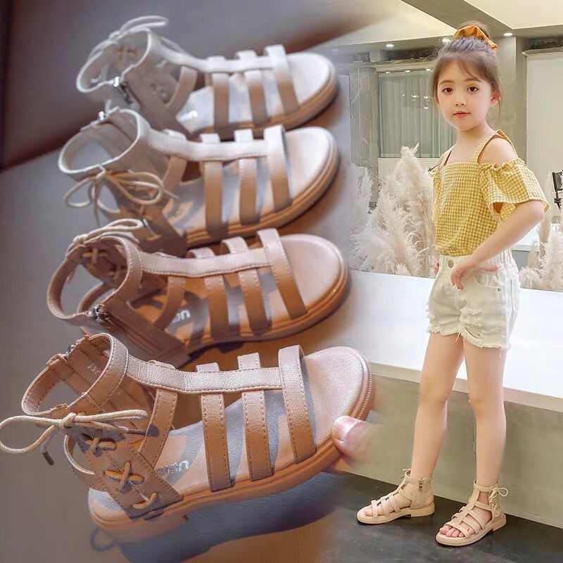 Giày Sandal Chiến Binh Bé Gái,Dép Chiến Binh Khoá Sườn Thắt Nơ Xinh Xắn Cho Bé Gái