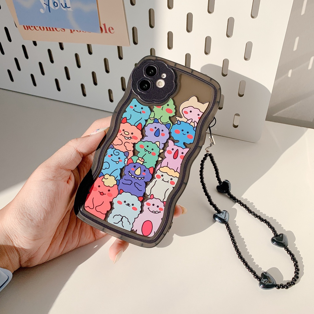 Ốp Lưng Iphone Viền Lượn Sóng Monster Kèm Dây Đeo 7/7Plus/8/8Plus/X/Xr/Xs/11/12/13/Pro/Max/Promax/14/Pro/Max
