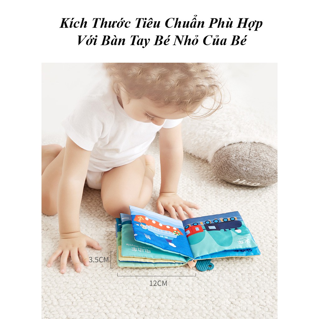 Bộ Sách Vải 6 Chủ Đề Phát Triển Thị Giác, Xúc Giác, Thính Giác, Giúp Trẻ Phát Triển Trĩ Não - KUB