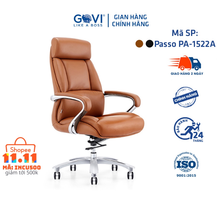 Ghế lãnh đạo GOVI Passo PA-1522A Da bò Italy nhập khẩu