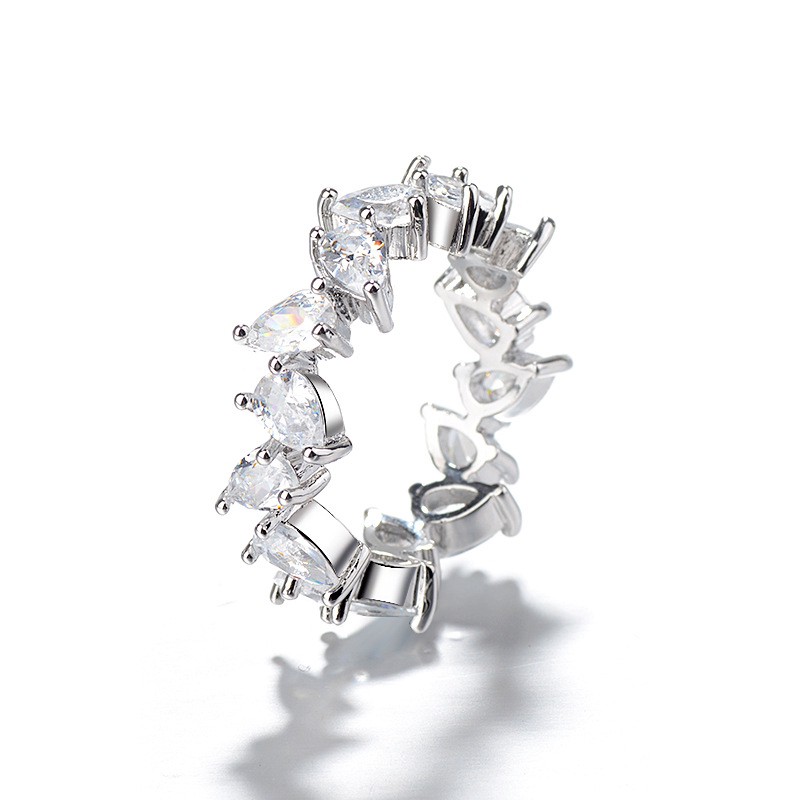 Nhẫn đeo tay kim loại đính đá màu thanh lịch cho nữ