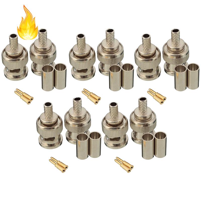 Set 10 đầu nối dây cáp BNC đực 3 cái RG58