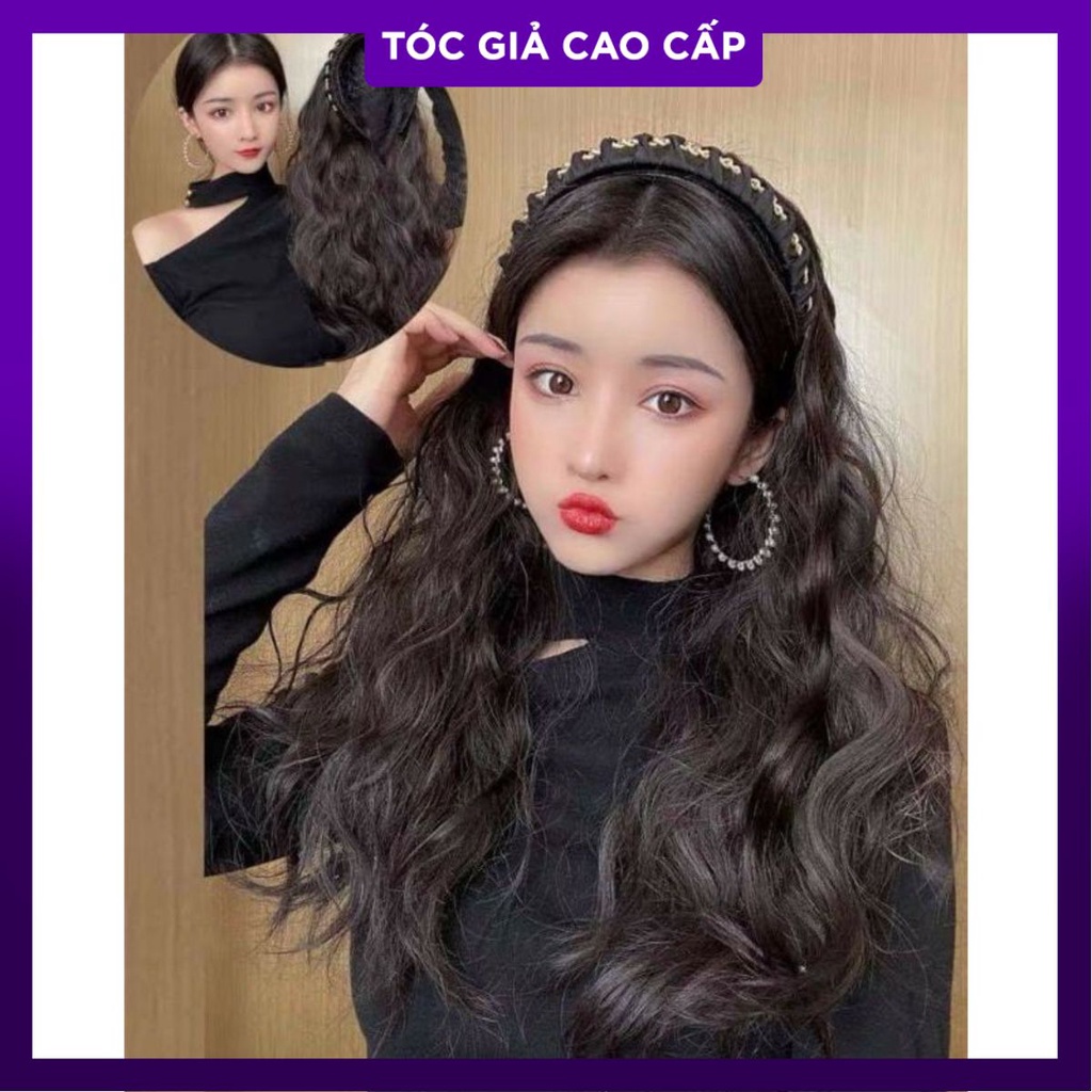 tóc giả đính cài dạng xù băng đô