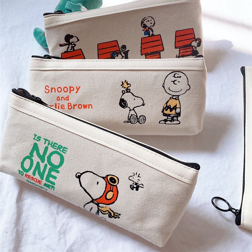 Cod In Stock New Korea Ins Cute Cartoon Girl Beige Cloth Bag Pencil Case School Student Elementary School Cartoon Bag Stationery