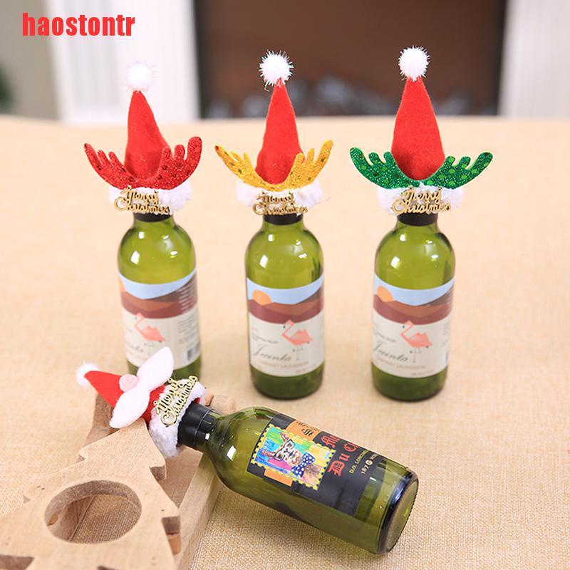 [haostontr]4Pcs Christmas Wine Bottle Protection Cap Table Decoration DIY Home Decorations