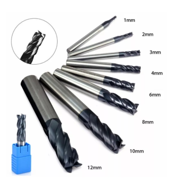 Dao Phay Mặt Đầu Gia Công Kim Loại Phụ Kiện Thay Thế CNC HRC50 Máy Phay Hợp Kim Thép Vonfram 12.0mm
