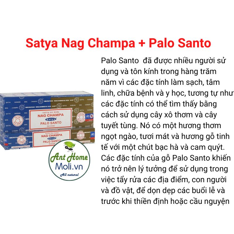 Thanh hương nhang SATYA thanh tẩy và bảo vệ Champa Palo santo