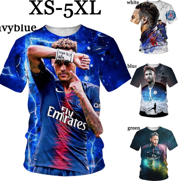 Áo Thun Tay Ngắn In Hình Ngôi Sao Bóng Đá Neymar 3D Thời Trang Mùa Hè 2021 Cho Nam Và Nữ