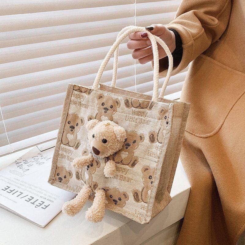 Túi cói kèm gấu Happy Little Bear | BigBuy360 - bigbuy360.vn