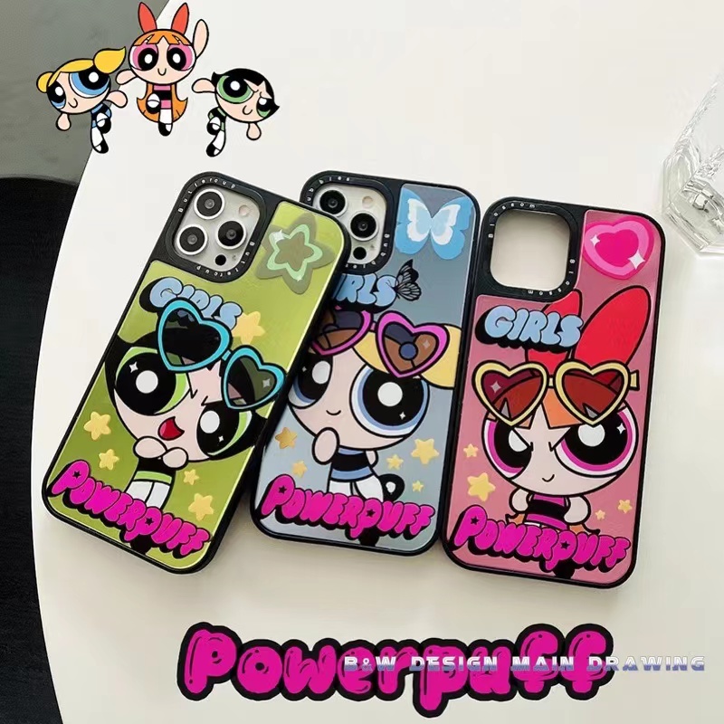 Ốp Điện Thoại Acrylic Cứng Chống Sốc Hình Powerpuff Girls Cho iPhone 13 12 11 Pro MAX IX XS MAX XR 7Plus 8Plus