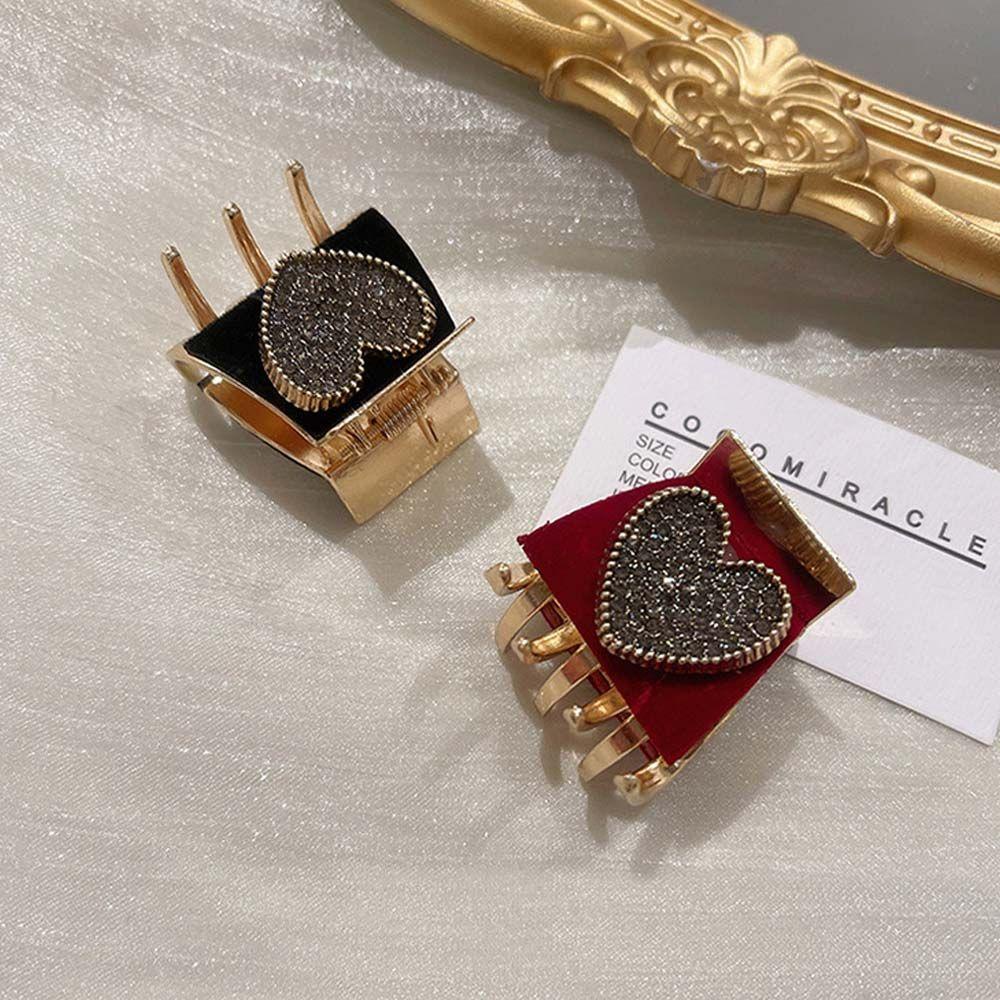 TWINKLE Kẹp Tóc Đuôi Ngựa Mini Hình Trái Tim / Hình Học Bằng Nhung Dễ Thương Xinh Xắn