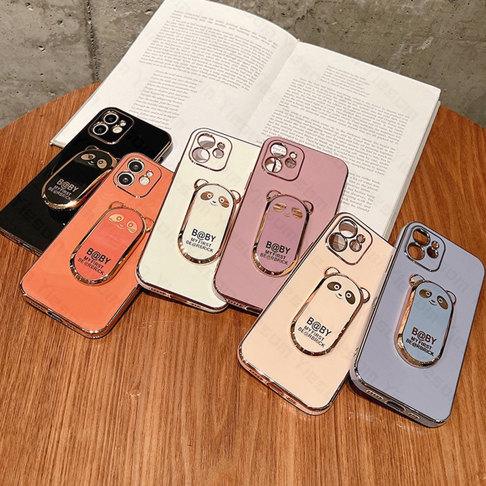 Ốp Điện Thoại Silicon Dẻo Viền Vuông Mạ Màu Kèm Giá Đỡ Hình Vuông Cho Xiaomi Redmi Note 8 8T 7 5 Pro Redmi 7 5 Plus