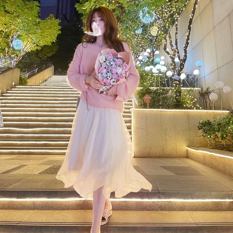 Chân váy lưới lưng cao thời trang thu đông