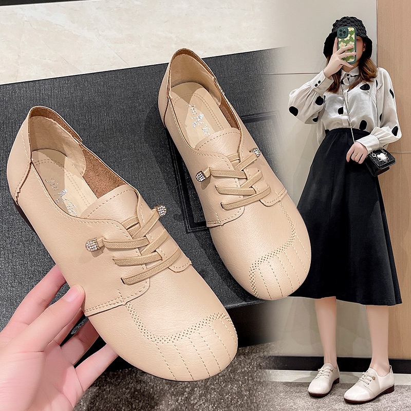 Giày Da Đế Dày Mềm Mại Thoải Mái Phong Cách Retro Anh Quốc Cho Nữ