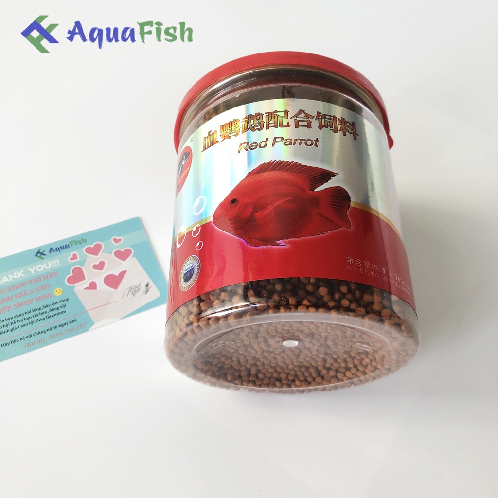 Thức ăn cá hồng két giúp cá nhanh lớn, lên màu đỏ đẹp Red Parrot hộp 260g (thương hiệu Porpoise)