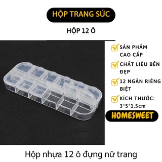 Hộp Đựng Đá Đính Nails - Khay Nhựa 12 Ô Nắp Bật Đựng Linh Kiện Điện Tử, Trang Sức 7833