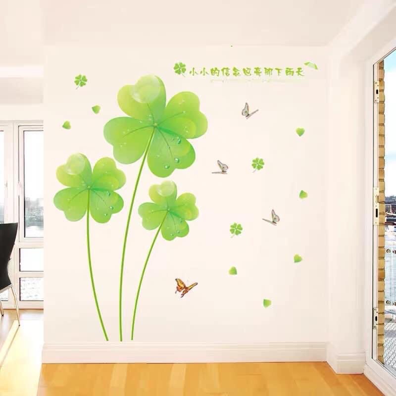 Tranh dán tường Decal cỏ 4 lá may mắn.
