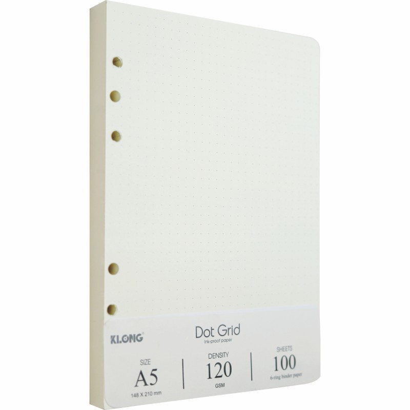 Sổ còng Klong A5 ruột chấm Dot grid/ caro/ kẻ ngang-Line, 4 tab phân trang tiện lợi thay giấy refill